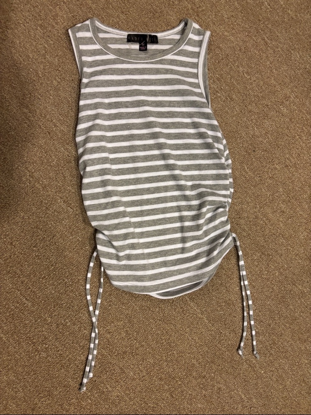 FADED ROSE SLEEVELESSStriped side Drawstring Tank Top - Picture 5 of 16